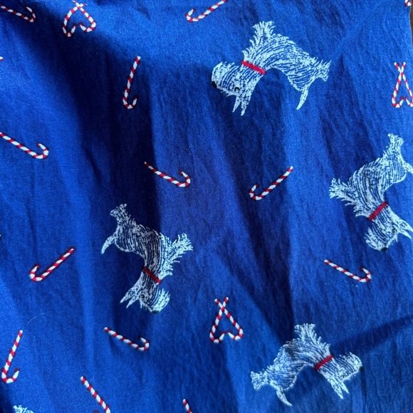 Talbots Navy Blue Button-Down Shirt with Dog and Candy Cane Print. - Picture 6 of 6